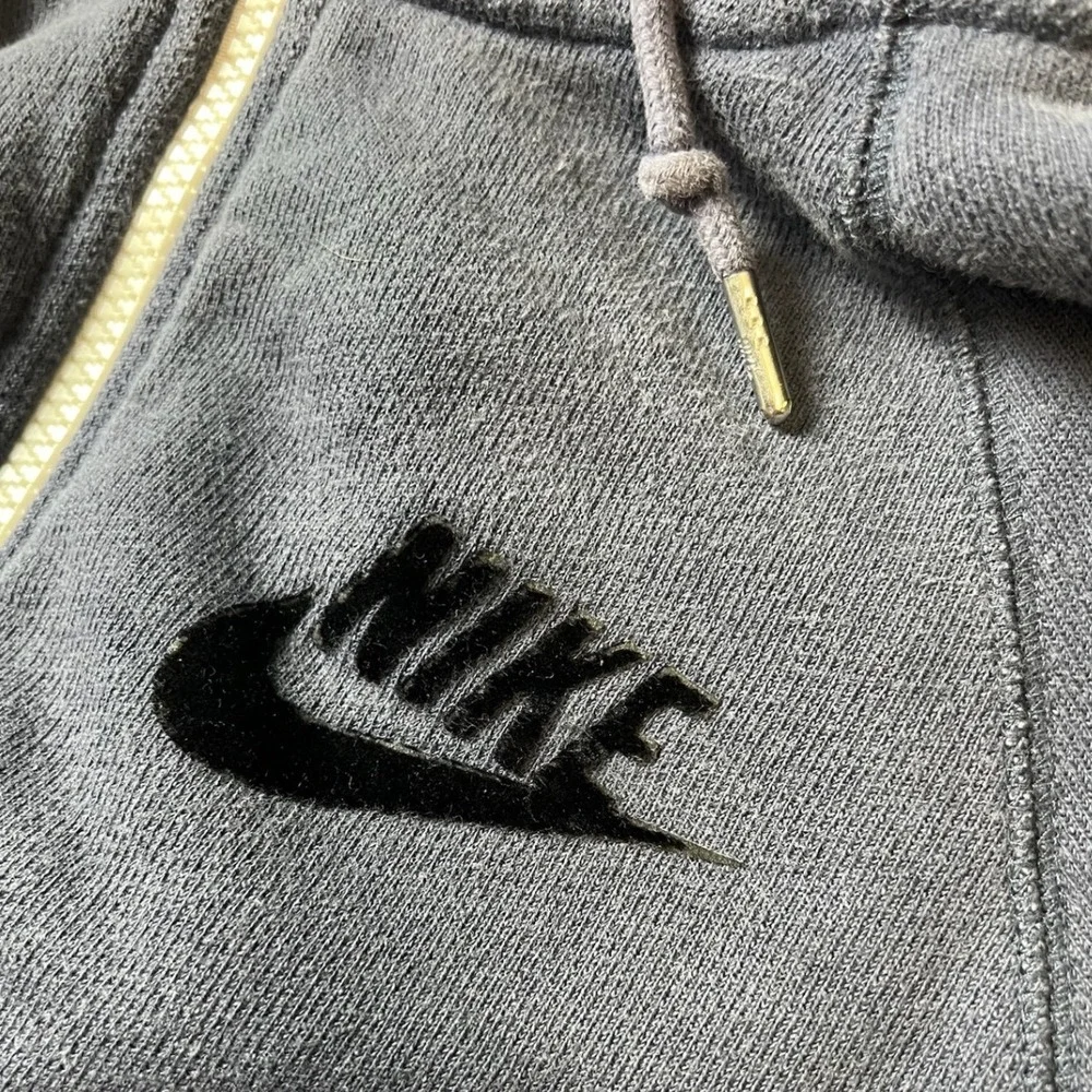 Nike Sportswear Hoodie Womens S Grey Full Zip Flocked Logo 503546-400 Athleisure